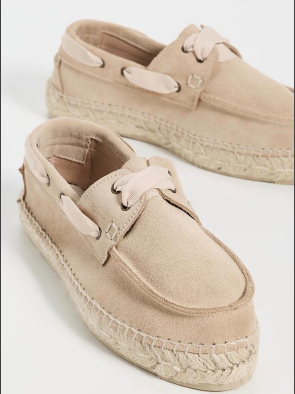 Manebi Women’s Suede Espadrille Boat Shoes in Beige NWT and box women’s size 38